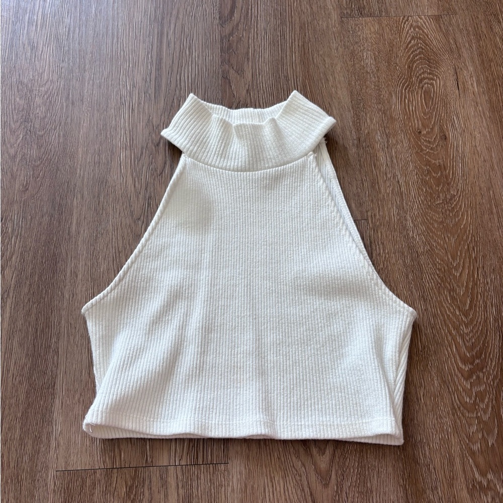 Zara Cream Ribbed Tank Top